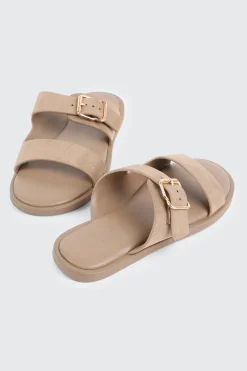 Faux Suede Flat Sandals