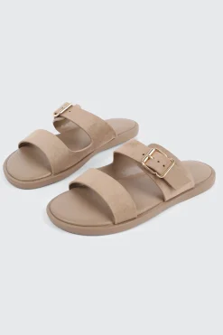 Faux Suede Flat Sandals