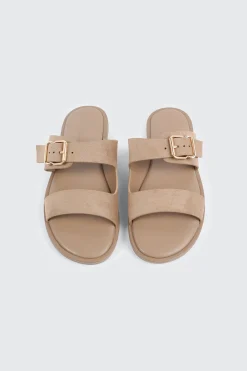 Faux Suede Flat Sandals