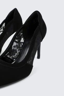 Faux Suede & Lace Pumps
