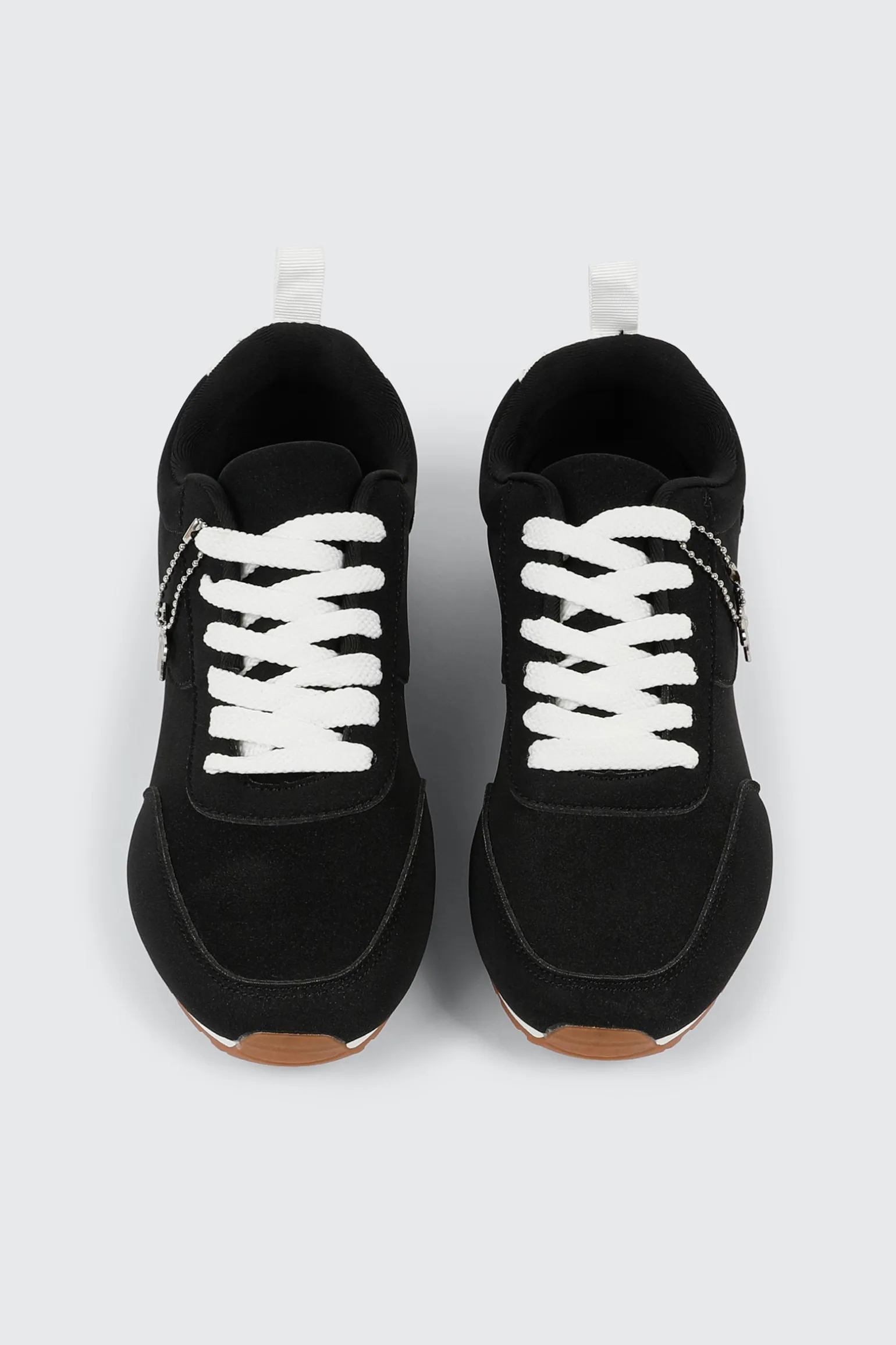 Faux Suede Lace Up Sneakers with Charm