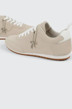 Faux Suede Lace Up Sneakers with Charm