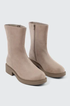 Faux Suede Mid Calf Boots