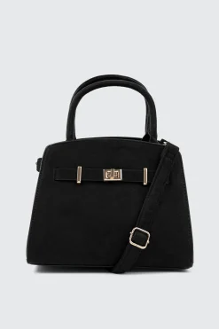 Faux Suede Structured Handbag