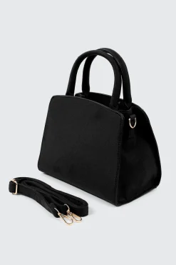 Faux Suede Structured Handbag