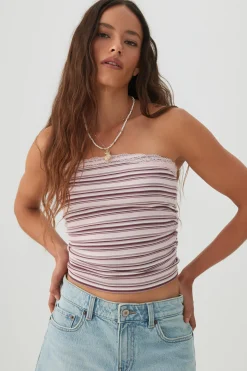 Fine Rib Cotton Blend Tube Top