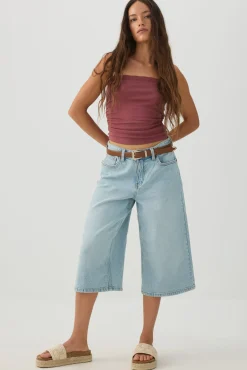 Fine Rib Cotton Blend Tube Top