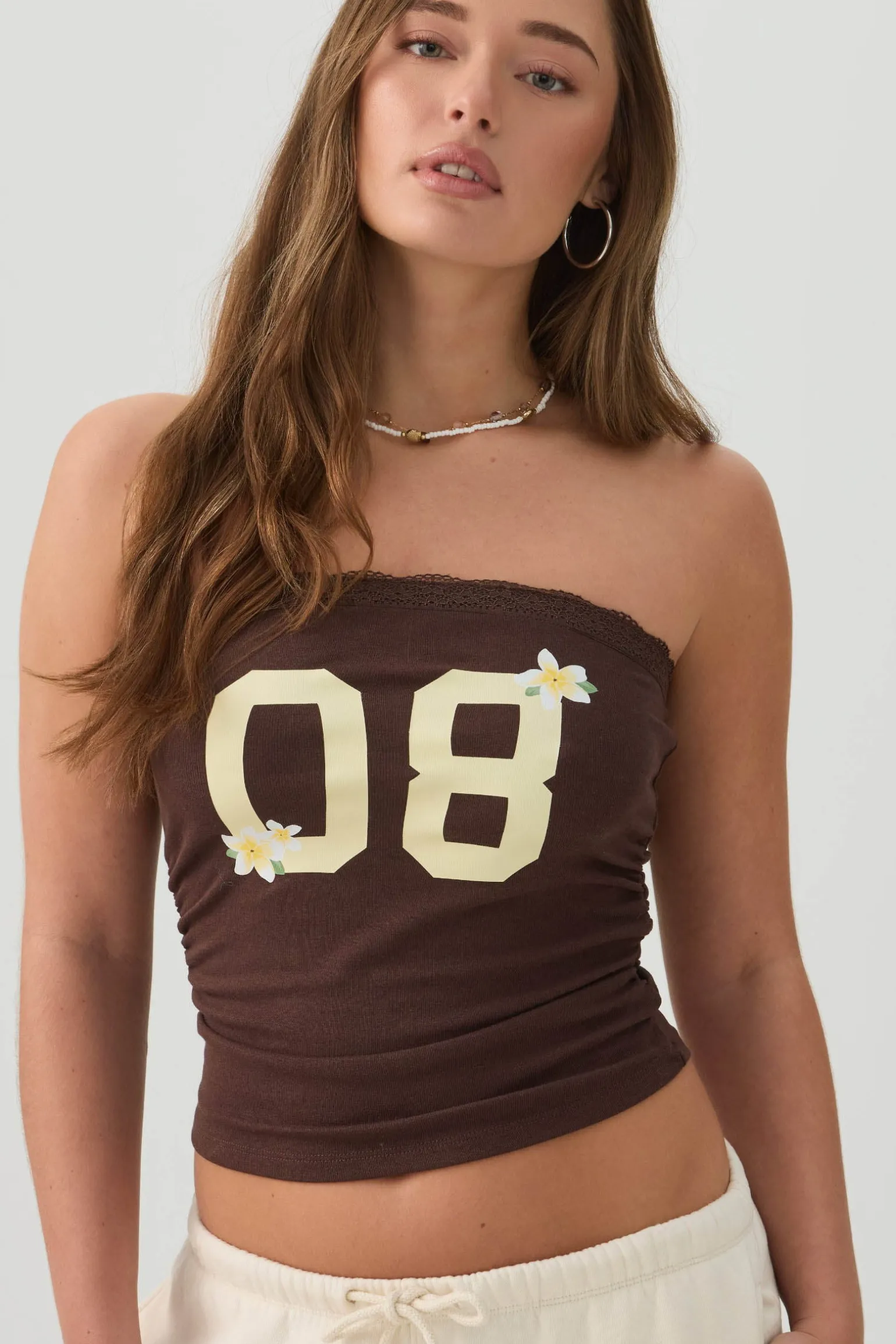 Fine Rib Cotton Blend Tube Top