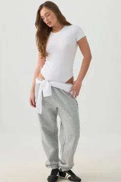 Fine Rib Crew Neck Bodysuit