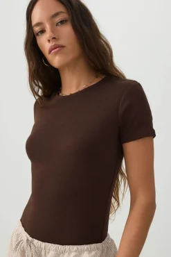 Fine Rib Crew Neck Bodysuit