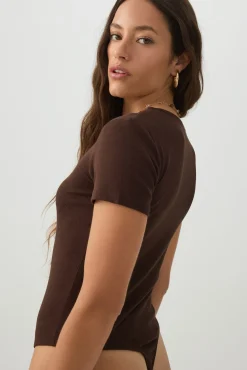Fine Rib Crew Neck Bodysuit