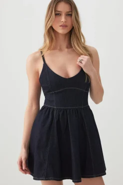 Flare Denim Mini Dress