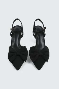 Flare Heel Pumps with Bow Detail