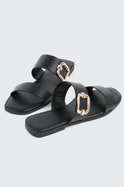 Flat Sandals with Chunky Buckle Detail