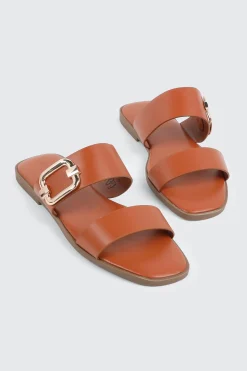 Flat Sandals with Chunky Buckle Detail