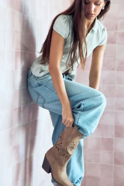 Floral Cutout Cowboy Boots