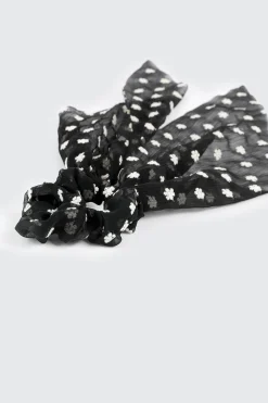 Floral Embroidered Scrunchie with Tails