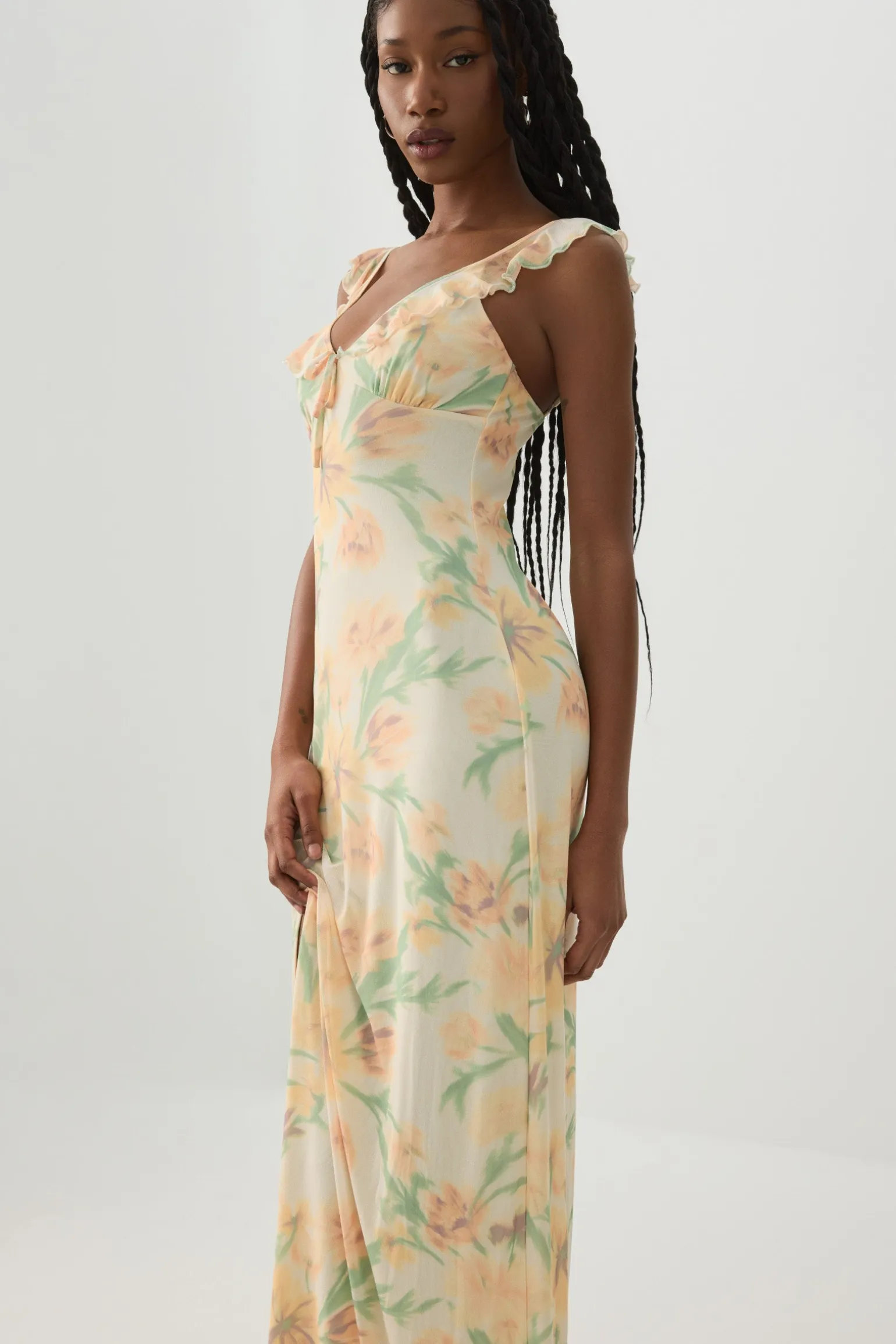 Floral Maxi Tie Front Dress