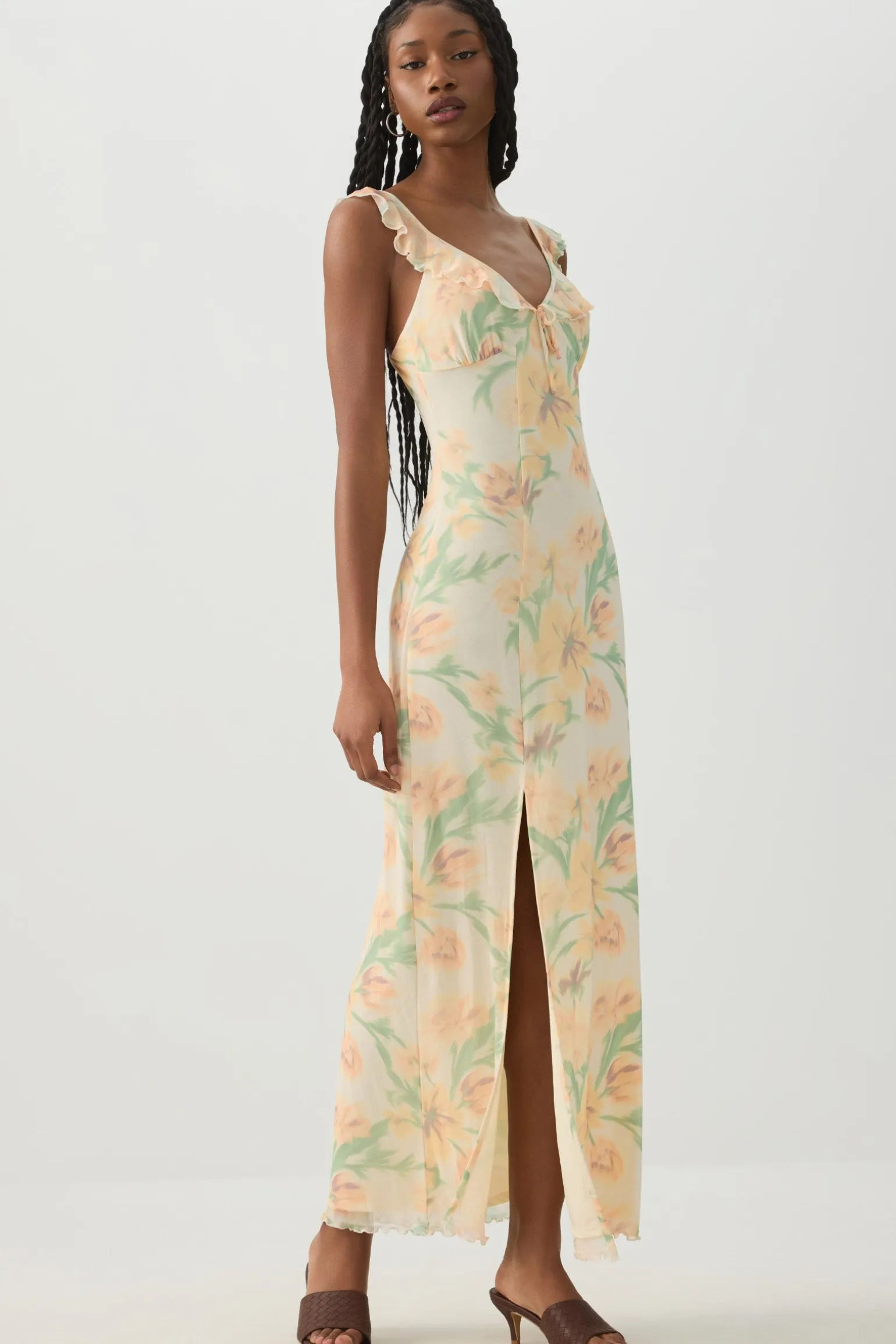 Floral Maxi Tie Front Dress