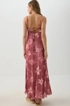 Floral Mesh Maxi Dress