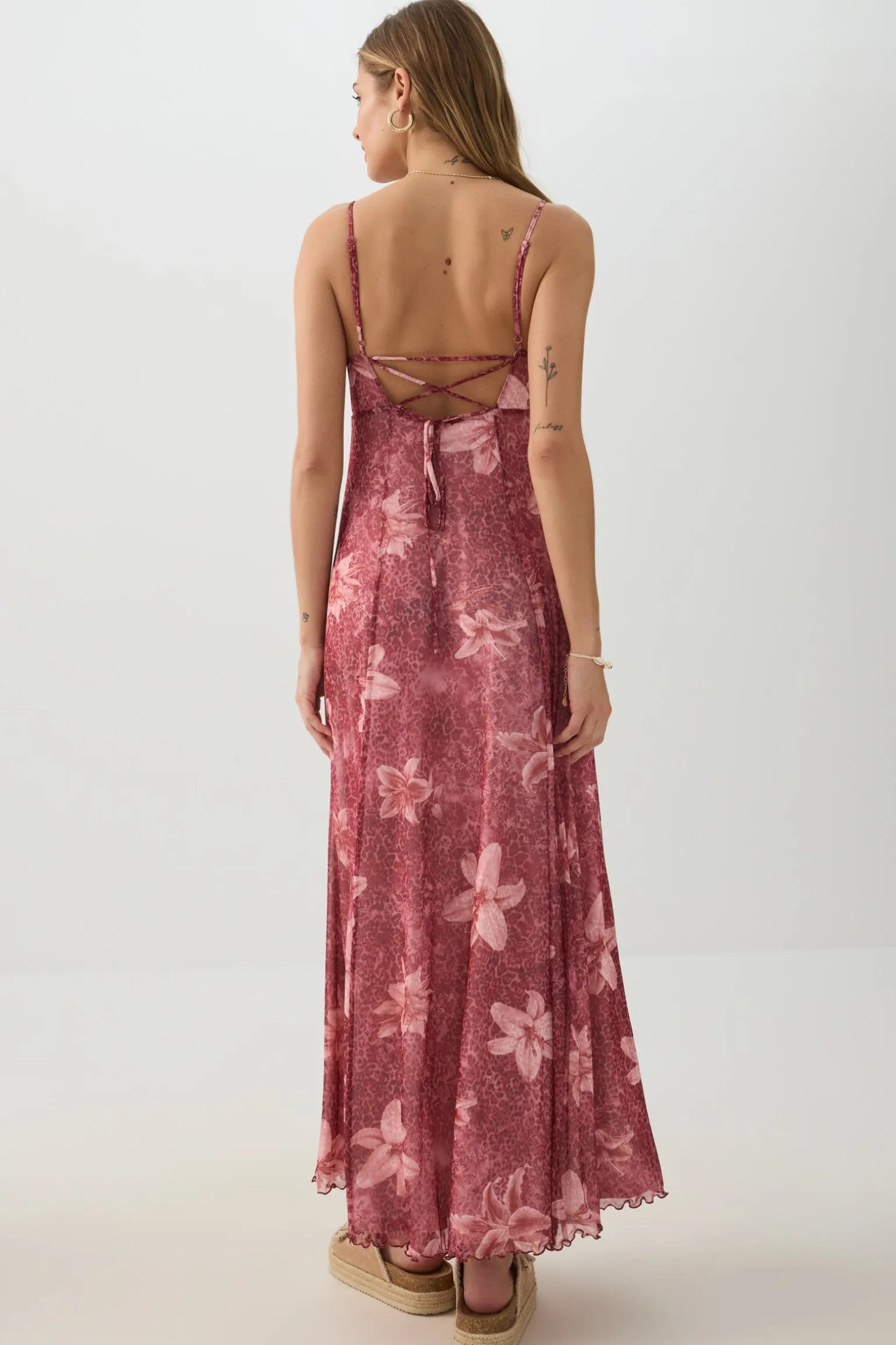 Floral Mesh Maxi Dress