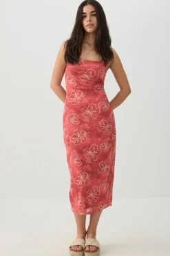 Floral Mesh Midi Dress
