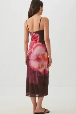 Floral Mesh Midi Dress