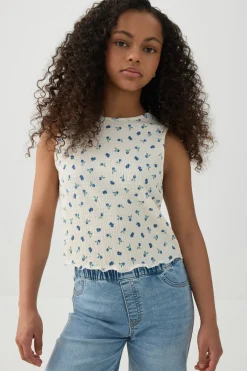 Floral Smocked Cropped Tank