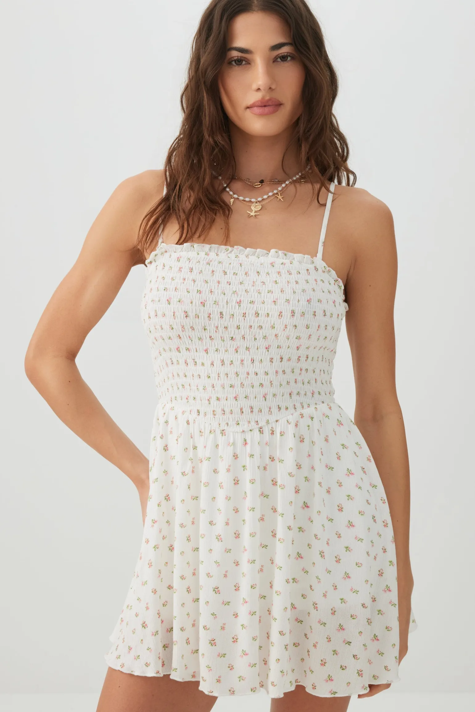 Floral Smocked Mini Romper