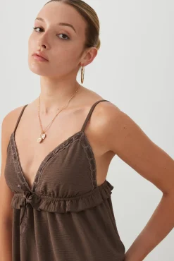 Flowy Ribbon and Lace Trim Mini Dress
