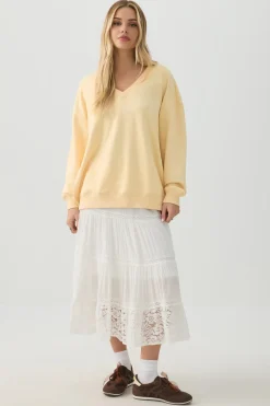 French Terry Oversized V-Neck Sweatshirt