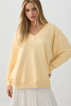 French Terry Oversized V-Neck Sweatshirt