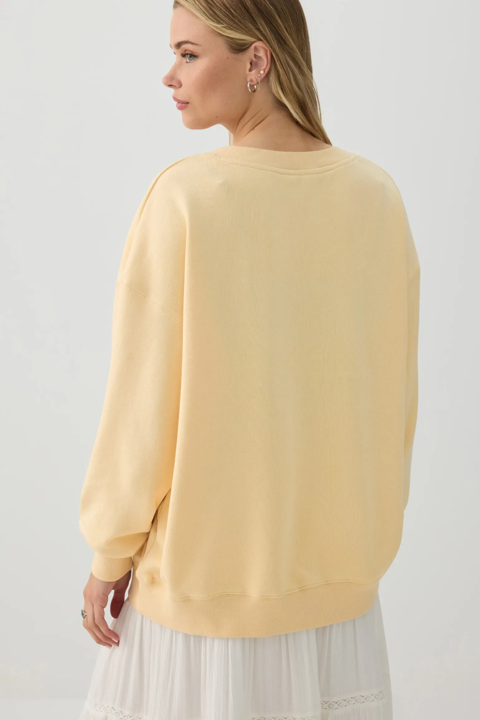 French Terry Oversized V-Neck Sweatshirt