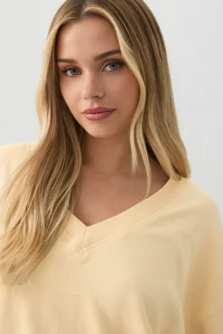 French Terry Oversized V-Neck Sweatshirt