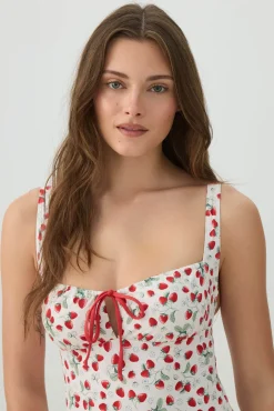 Fruit Print Milkmaid One Piece Swimsuit