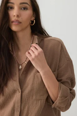 Gauze Button Up Shirt