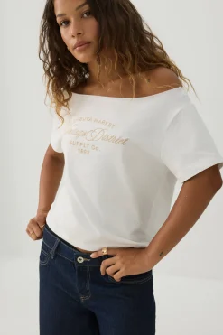 Graphic Off Shoulder T-Shirt