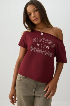 Graphic Off Shoulder T-Shirt