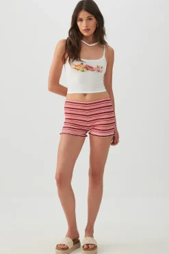 Graphic Ribbed Crop Tank Top