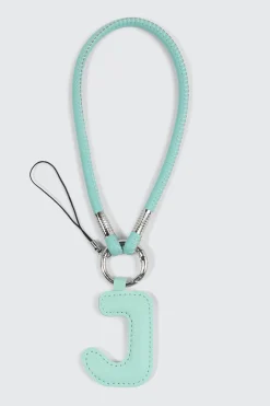 Green Initial J Faux Leather Charm with Wristlet