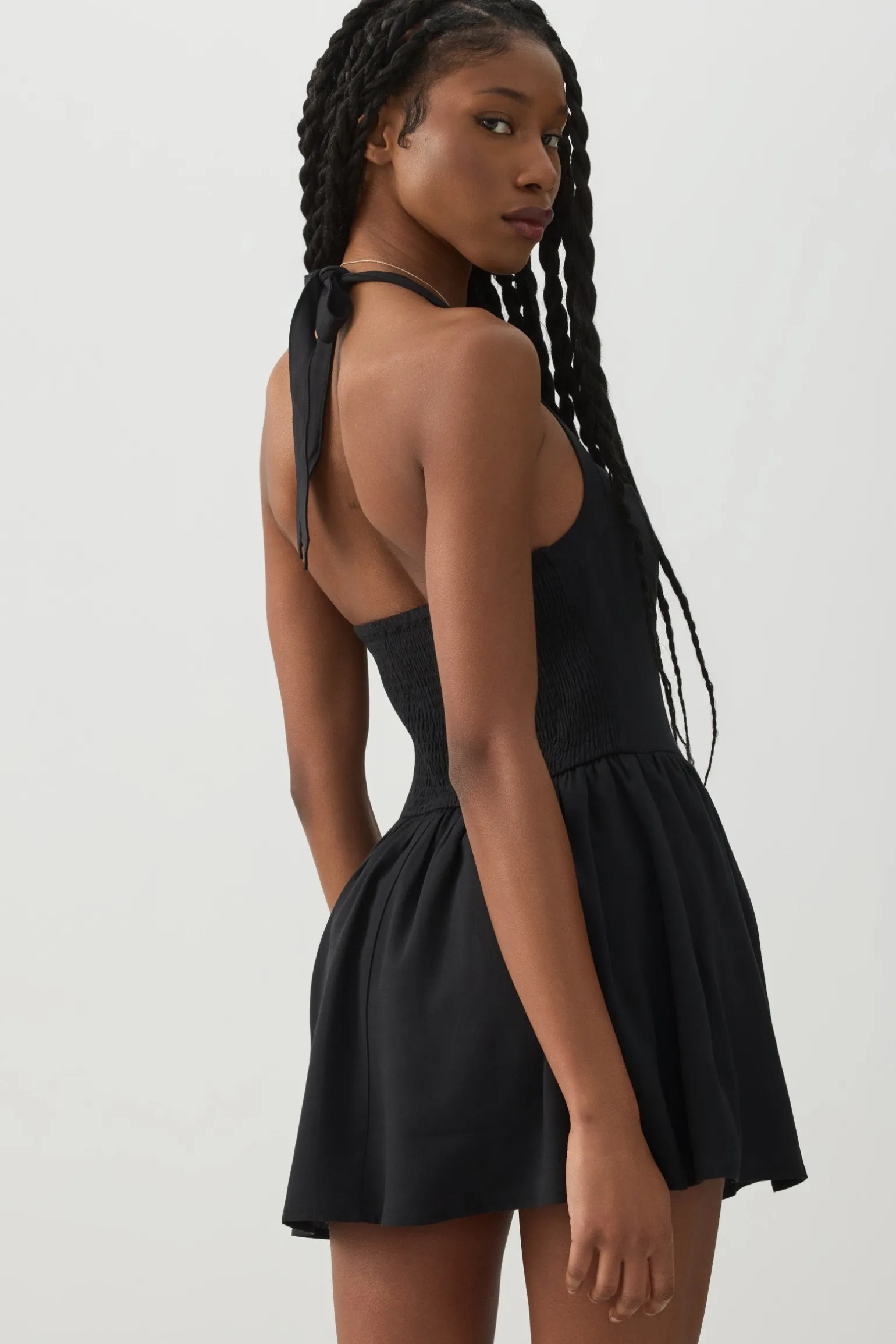 Halter Mini Dress with Built-in Shorts