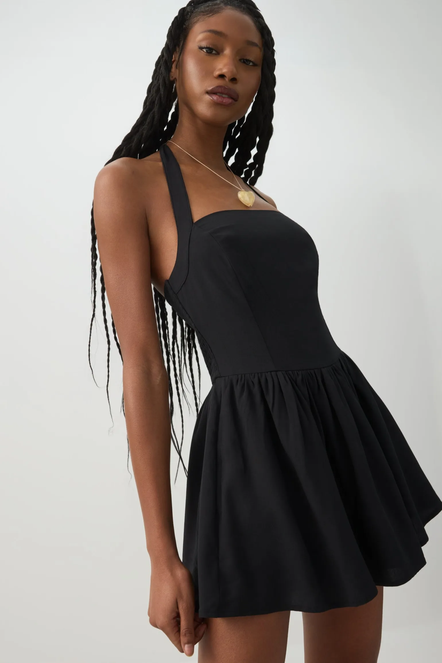 Halter Mini Dress with Built-in Shorts