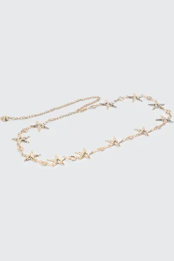 Hammered Metal Starfished Chain Belt