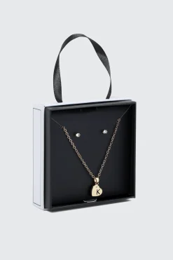 Initial K Heart Jewelry Set
