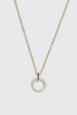 14K Gold Circle Pendant Necklace