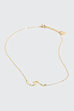 14K Gold Plated Necklace with Wave Pendant