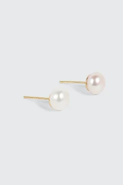 14K Gold Plated Pearl Stud Earrings