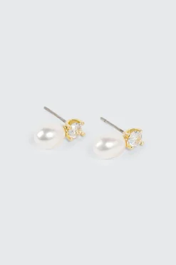 14K Gold Plated Pearl Stud Earrings