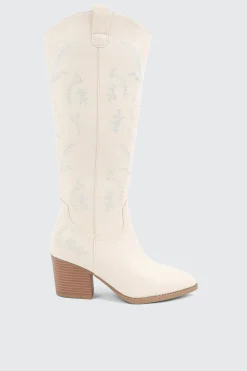Knee High Cowboy Boots with Floral Embroideries