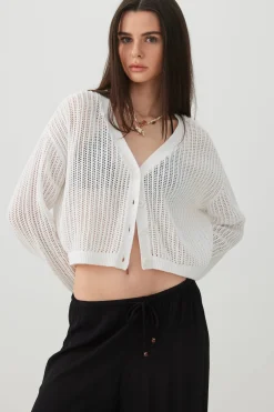 Knit Boxy Button Front Cardigan